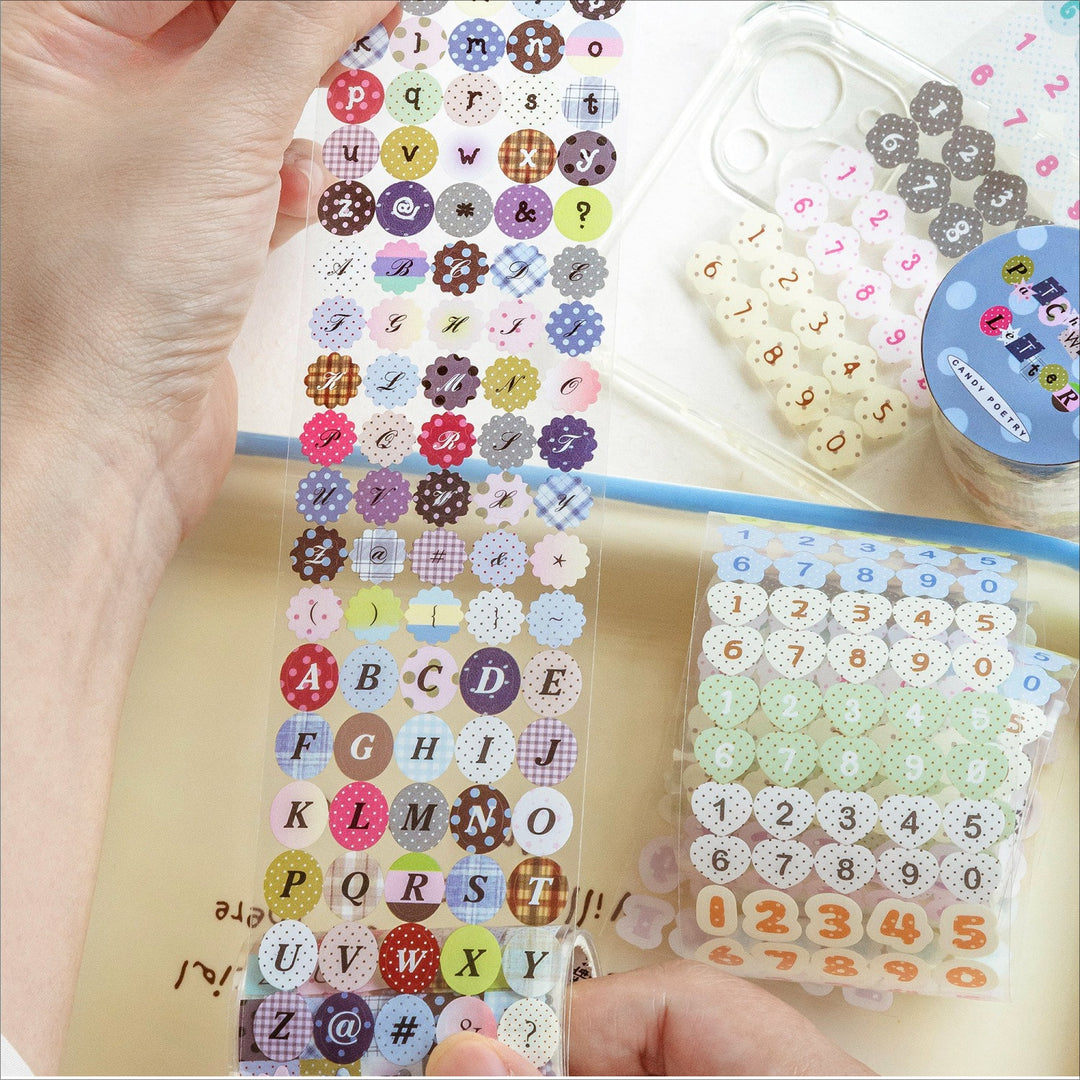 Cute Alphabet &amp; Number Die-cut PET Tape