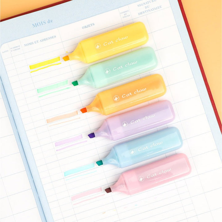 Cute Cat Claw Highlighters - 6 Color Set