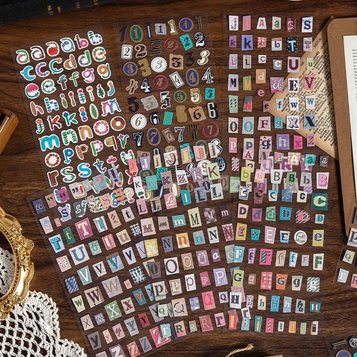 Cute Letter & Number Stickers - 6 Sheets