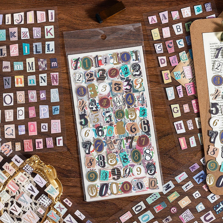 Cute Letter & Number Stickers - 6 Sheets