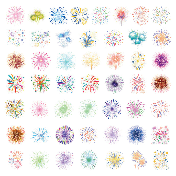 Dazzling Fireworks Stickers - 50 Pcs