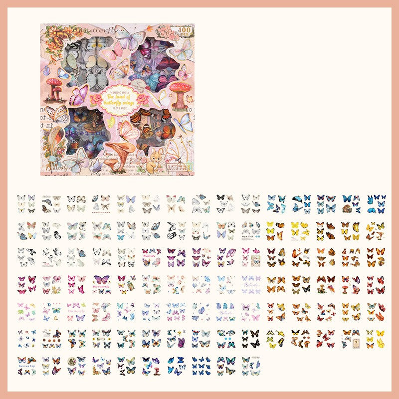 Die-cut Vintage Boxed PET Stickers - 100 Sheets