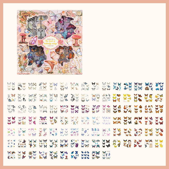 Die-cut Vintage Boxed PET Stickers - 100 Sheets
