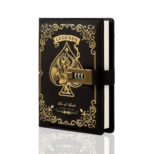 Dragon Legends Leather Lock Journal - B6 - Ruled - Black