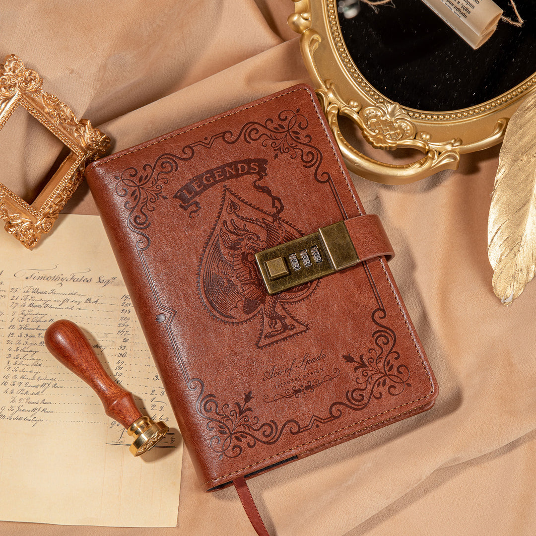 Dragon Legends Leather Lock Journal - B6 - Ruled - Brown