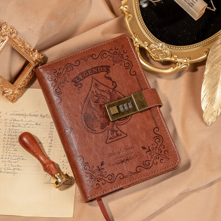 Dragon Legends Leather Lock Journal - B6 - Ruled - Brown