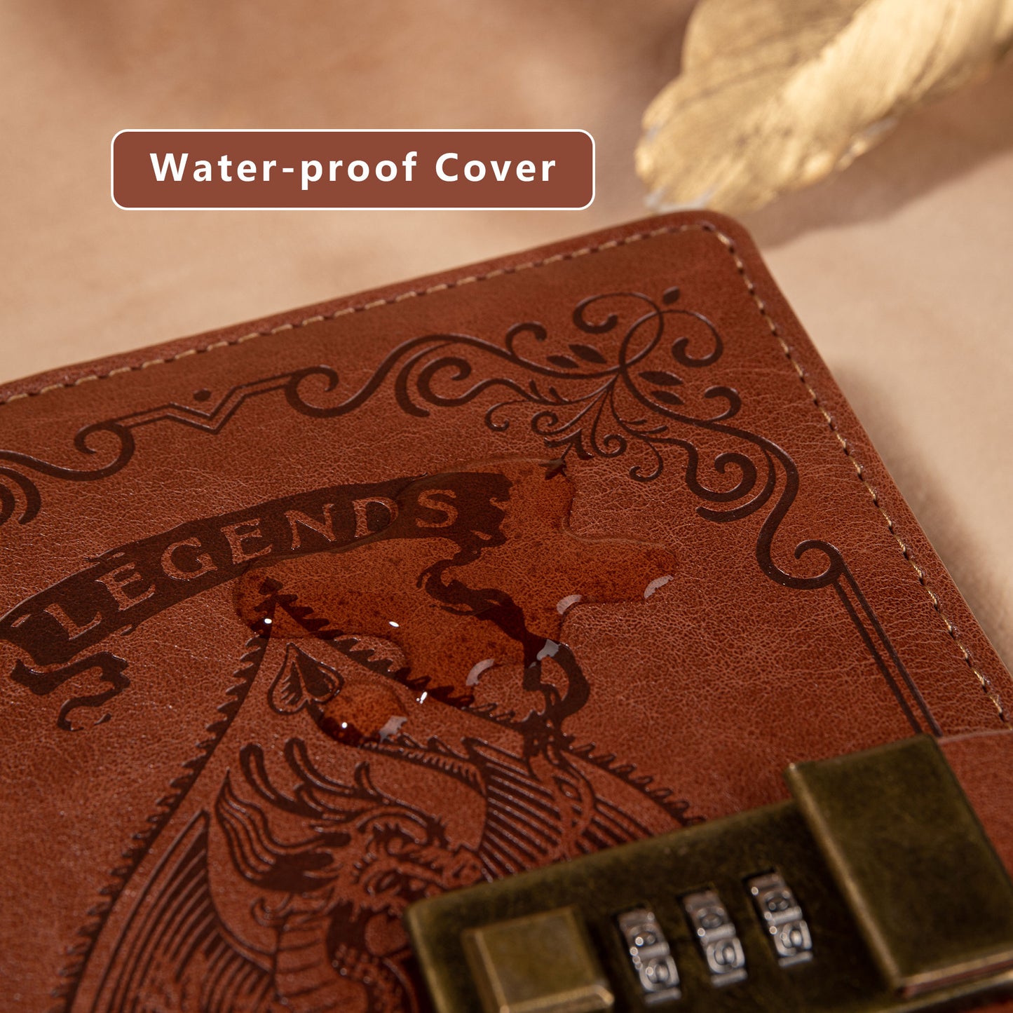 Dragon Legends Leather Lock Journal - B6 - Ruled - Brown