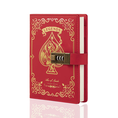 Dragon Legends Leather Lock Journal - B6 - Ruled - Red