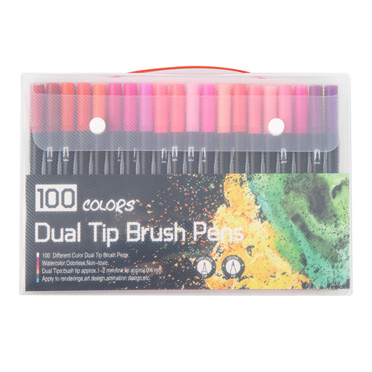 Dual Tip Water-Based Brush Pen - 100 Color Set