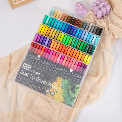 Dual Tip Water-Based Brush Pen - 100 Color Set