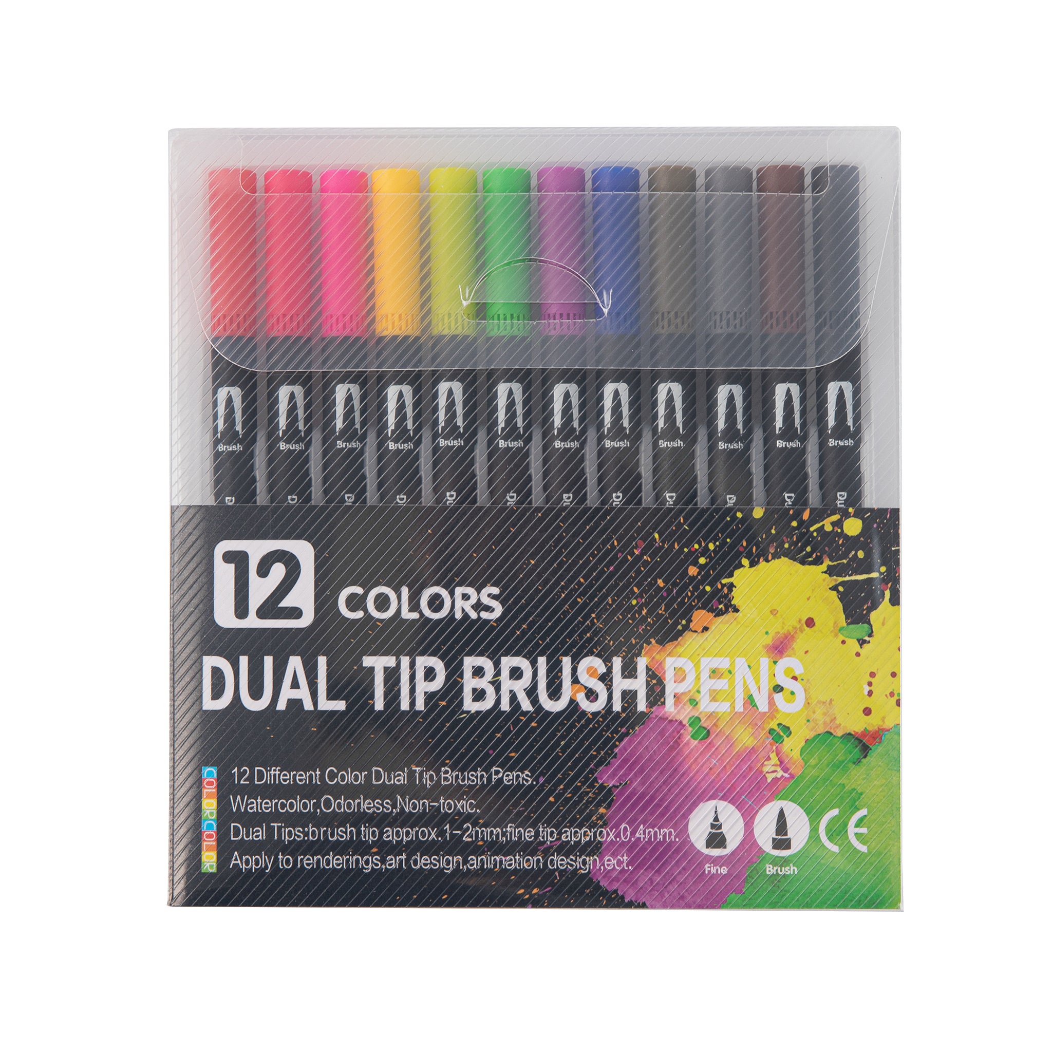 Dual Tip Water-Based Brush Pen - 12 Color Set – Tiefossi