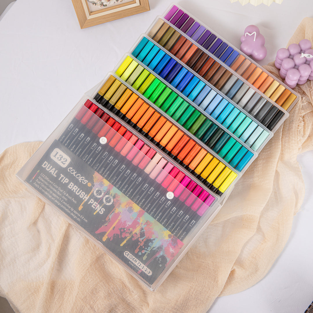 Dual Tip Water-Based Brush Pen - 132 Color Set