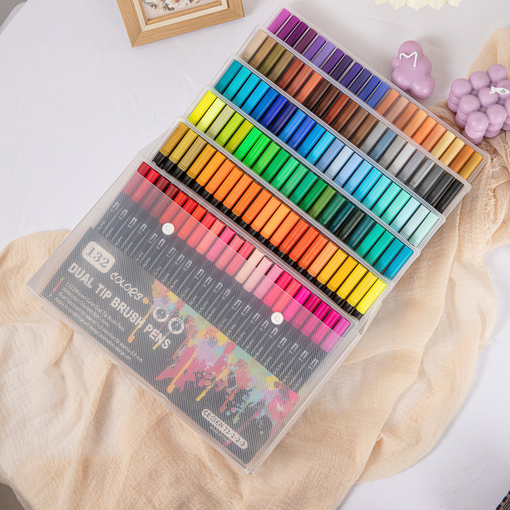 Dual Tip Water-Based Brush Pen - 132 Color Set