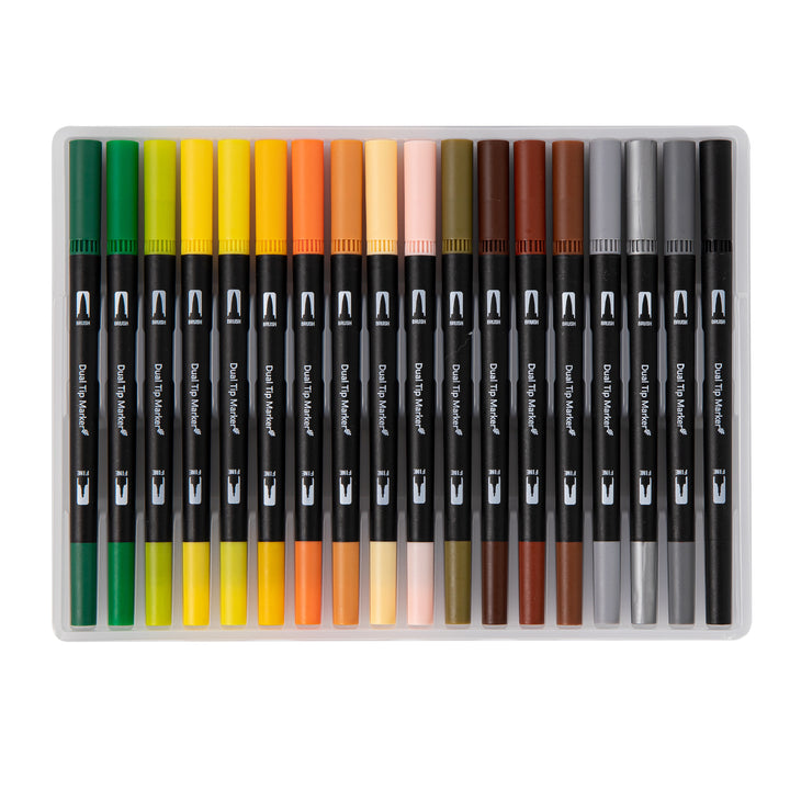 Dual Tip Water-Based Brush Pen - 36 Color Set