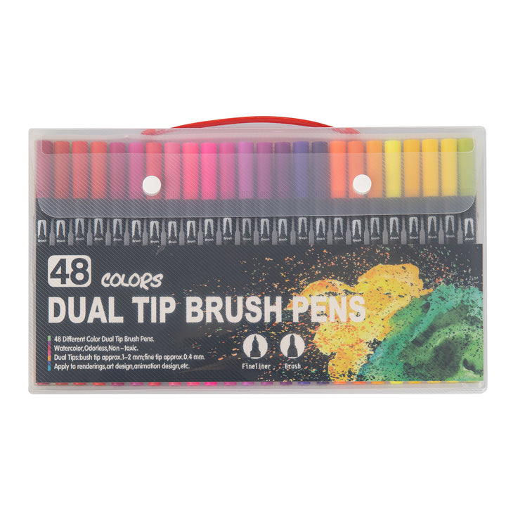 Dual Tip Water-Based Brush Pen - 48 Color Set