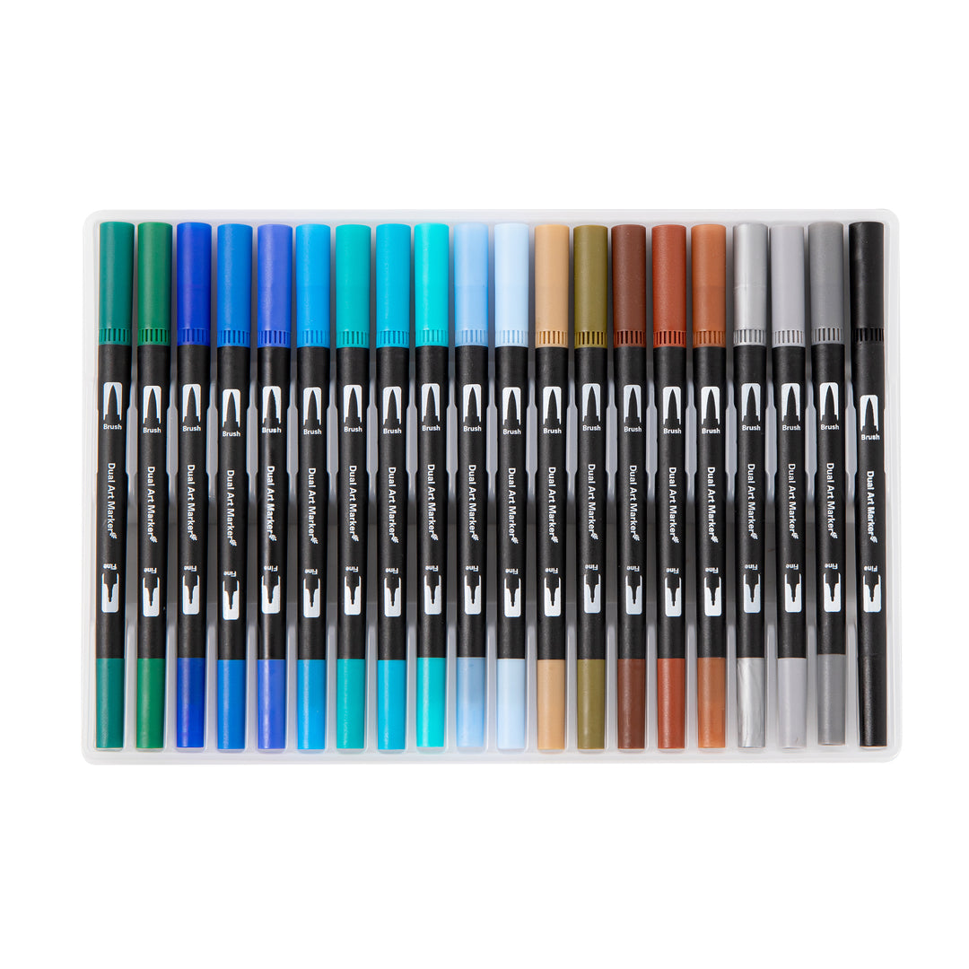 Dual Tip Water-Based Brush Pen - 60 Color Set