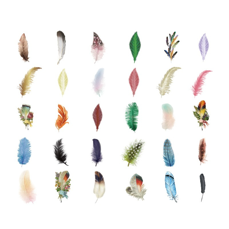 Feather Stickers - 60 Pcs