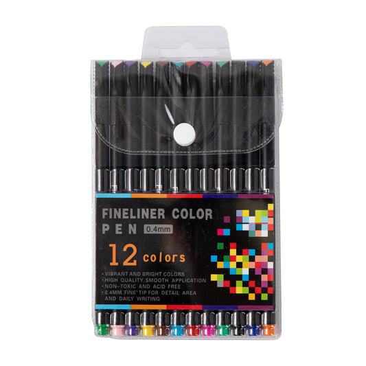 Fineliner Pen - Set of 12 - Bright Color