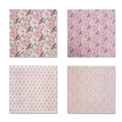 Flower Garden Scrapbook Paper - Pink - 12 Sheets