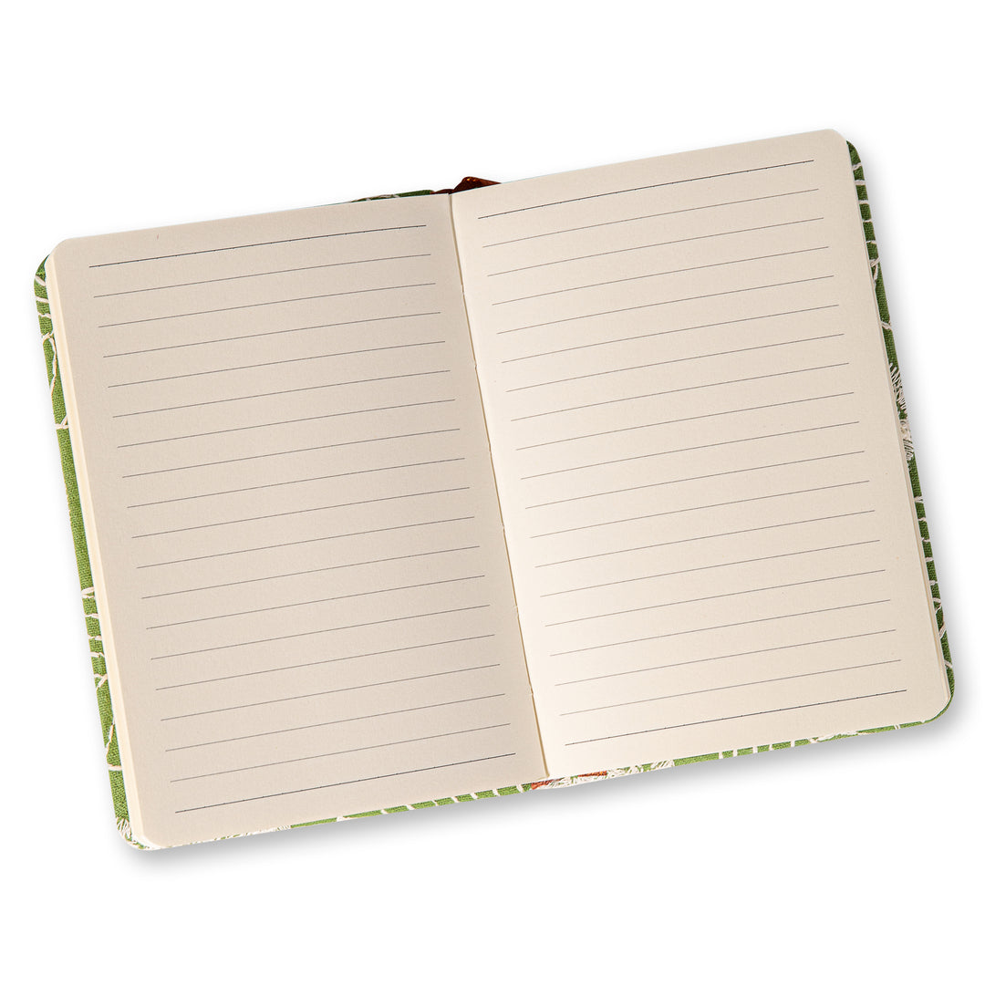 Flower & Tree Lined & Blank Notebook - A6 - Green