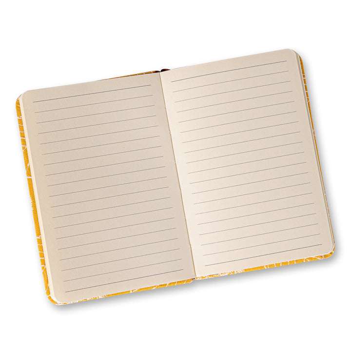 Flower & Tree Lined & Blank Notebook - A6 - Yellow