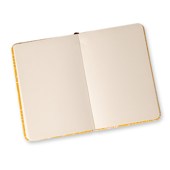 Flower & Tree Lined & Blank Notebook - A6 - Yellow