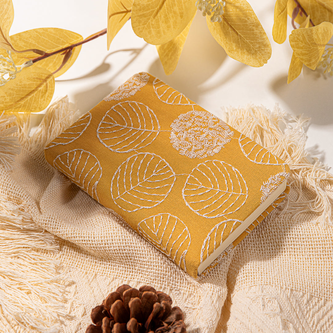 Flower & Tree Lined & Blank Notebook - A6 - Yellow