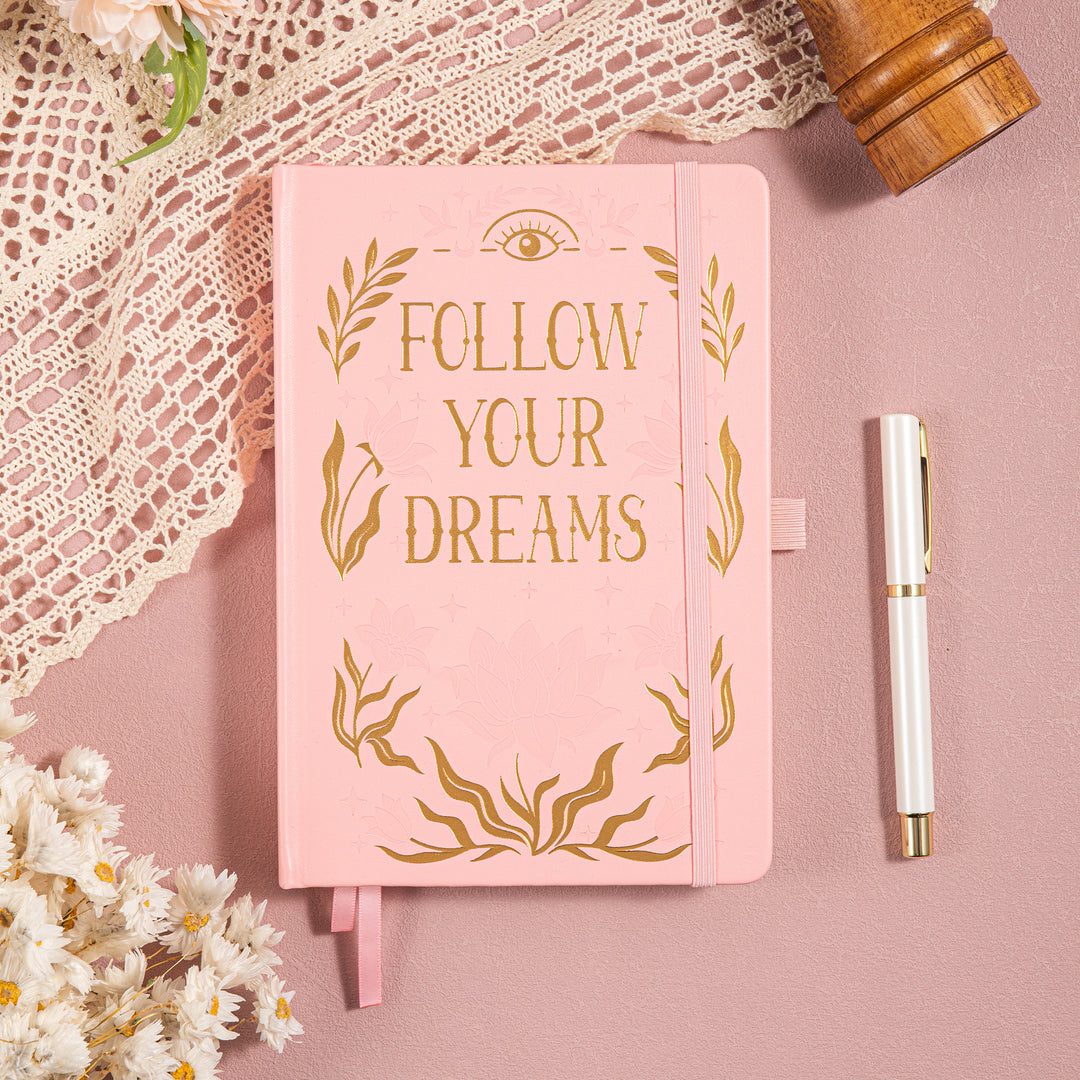 A5 Follow Your Dreams Dot Grid Notebook - Pink