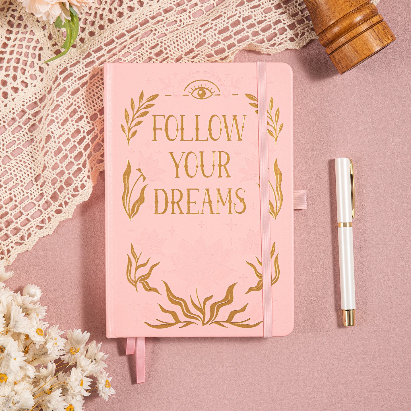 Follow Your Dreams Notebook - A5 - Lined - Pink