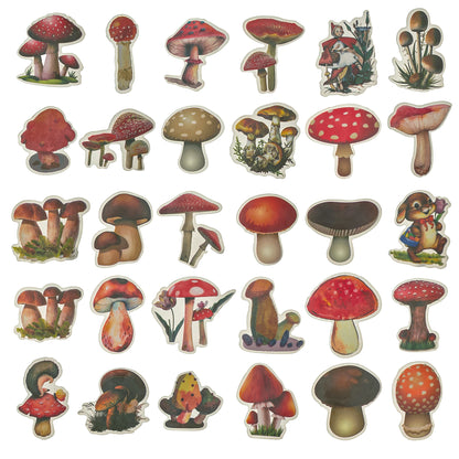 Forest Mushroom Stickers - 60 Pcs
