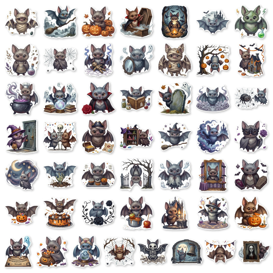 Halloween Bat Stickers - 50 Pcs