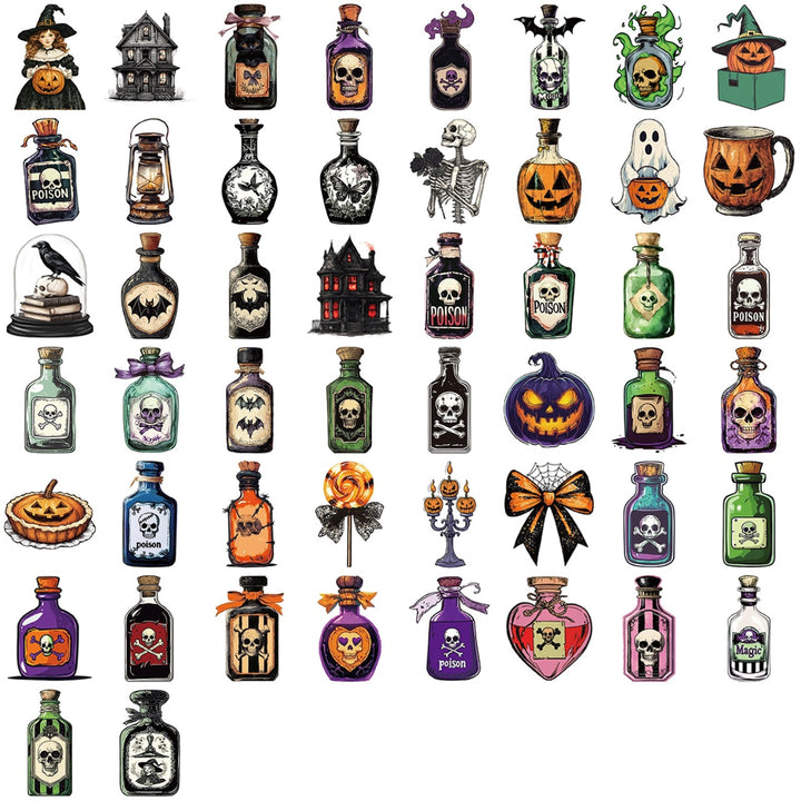 Halloween Magic Potion Stickers - 50 Pcs