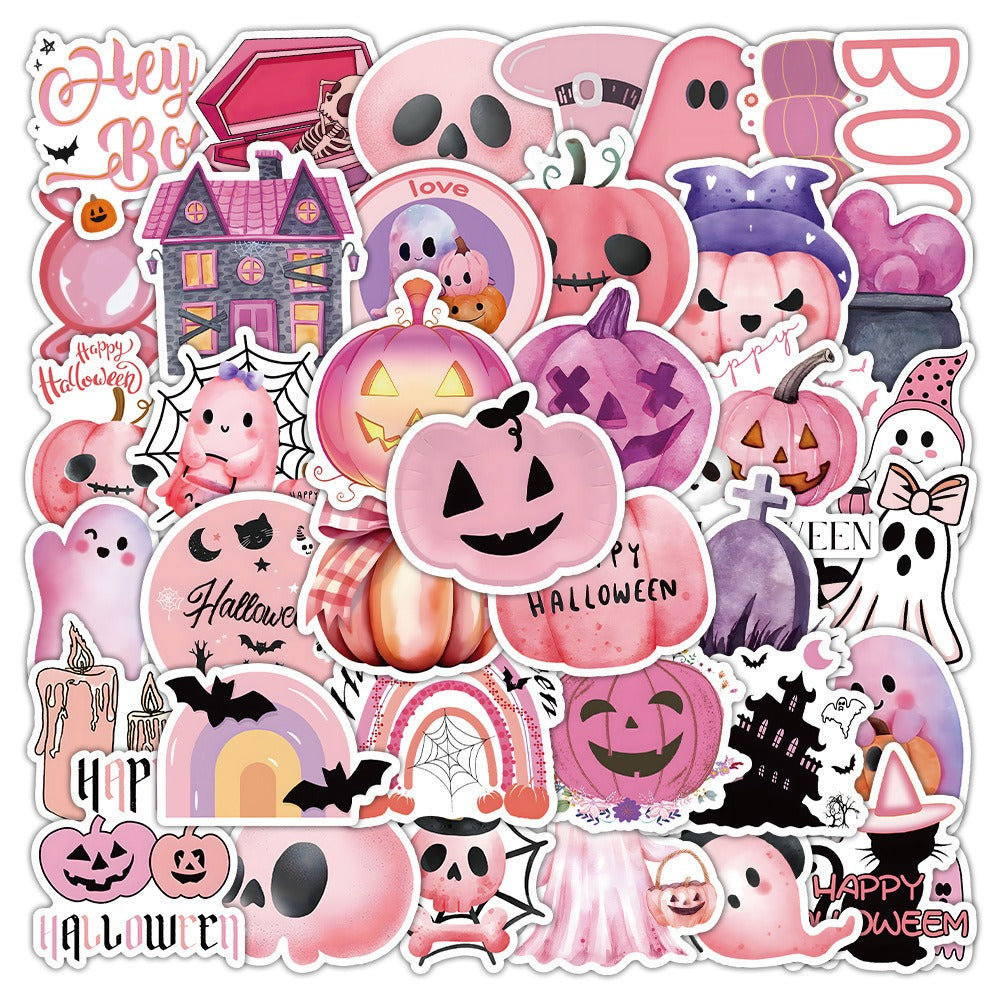 Halloween Pink Stickers - 52 Pcs