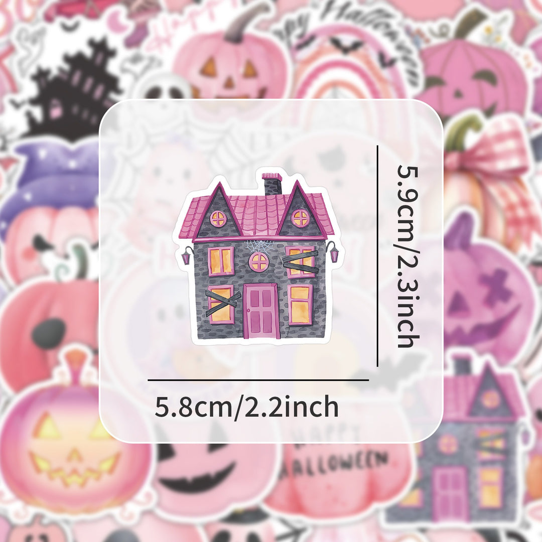 Halloween Pink Stickers - 52 Pcs