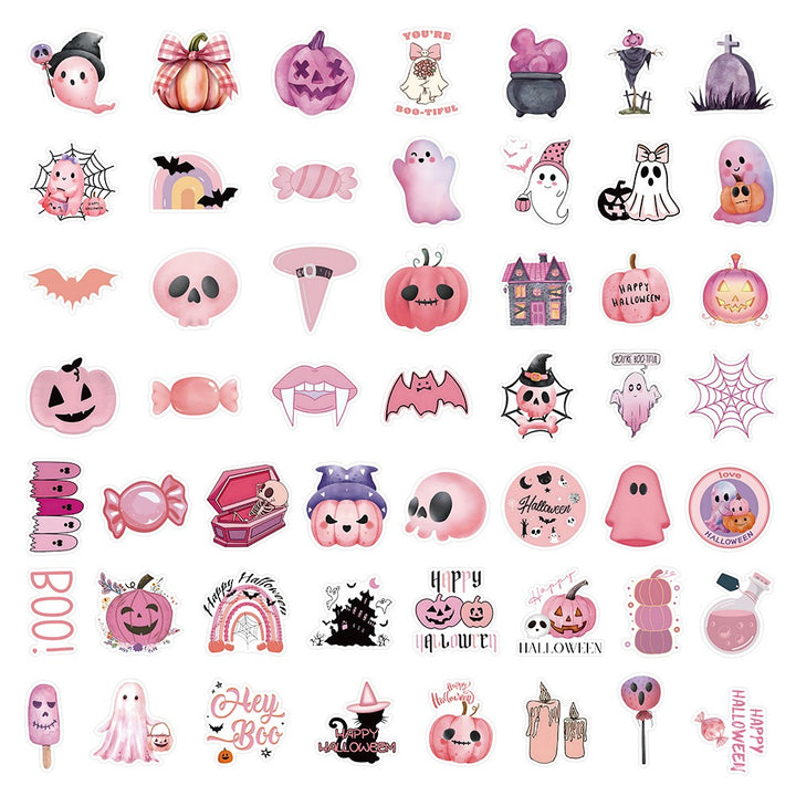 Halloween Pink Stickers - 52 Pcs