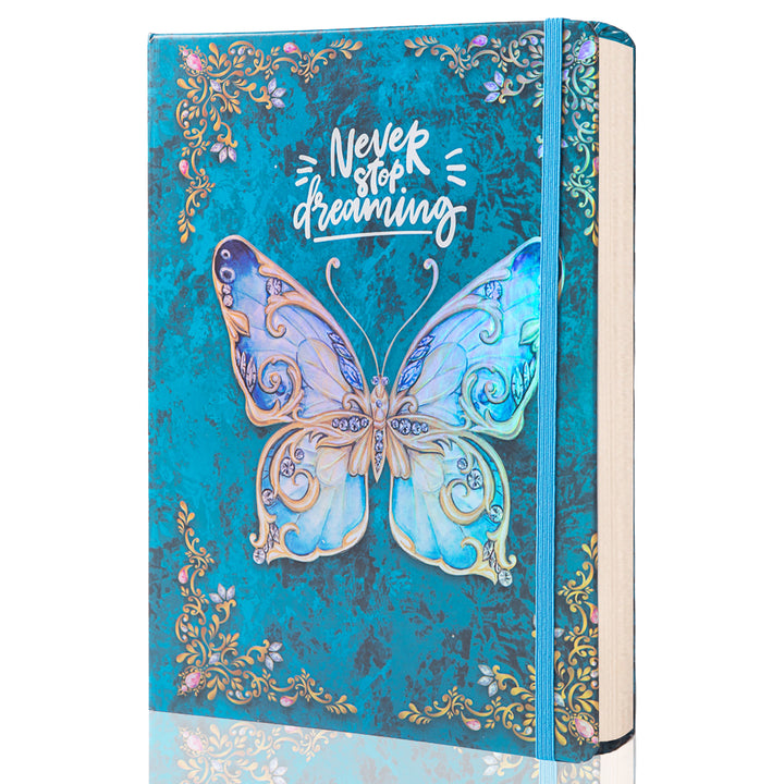 B5 Hardcover 3D Butterfly Notebook - Ruled - Blue