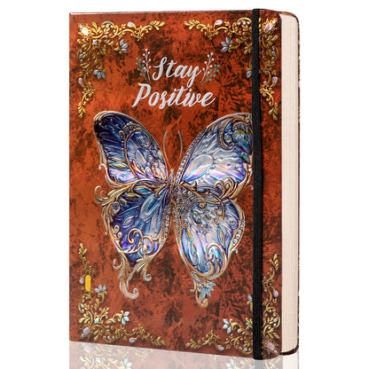 Hardcover 3D Butterfly Notebook - B5 - Ruled - Brown