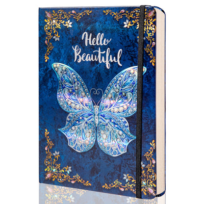 Hardcover 3D Butterfly Notebook - B5 - Ruled - Midnight Blue