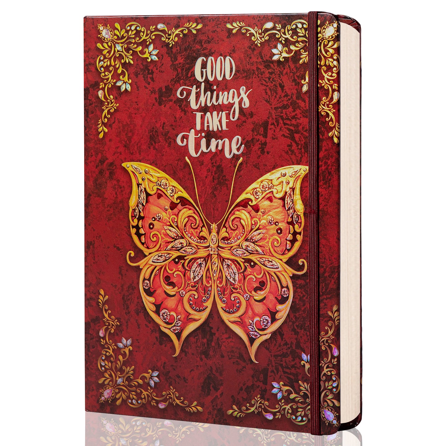 B5 Hardcover 3D Butterfly Notebook - Ruled - Red