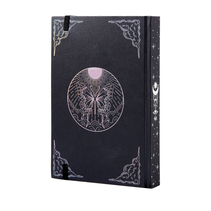 Hardcover Moon Butterfly Notebook - A5 - Dotted - Black