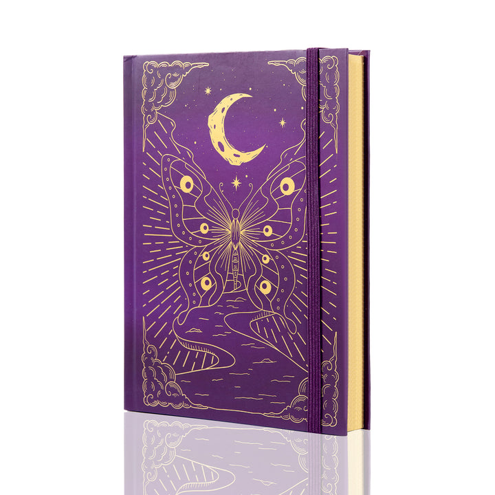 Hardcover Moon Butterfly Notebook - A5 - Dotted - Purple