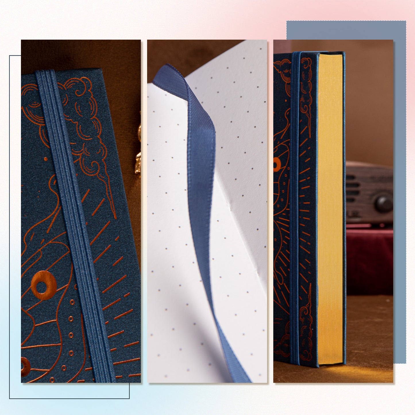 Super Value Box - A5 Notebook Blue + 12 Colors Fineliner + 8 Pcs Stencils