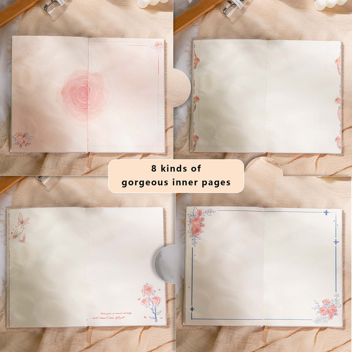 Hardcover Notebook - A5 - Rose and Poetry - Pink