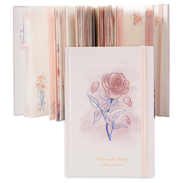 Hardcover Notebook - A5 - Rose and Poetry - Pink