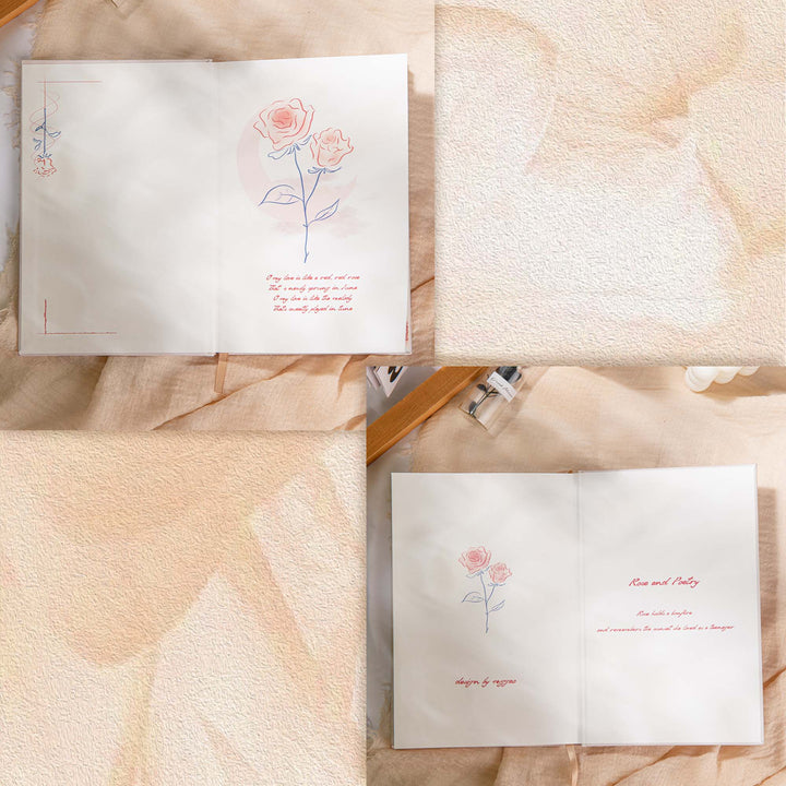 Hardcover Notebook - A5 - Rose and Poetry - Pink
