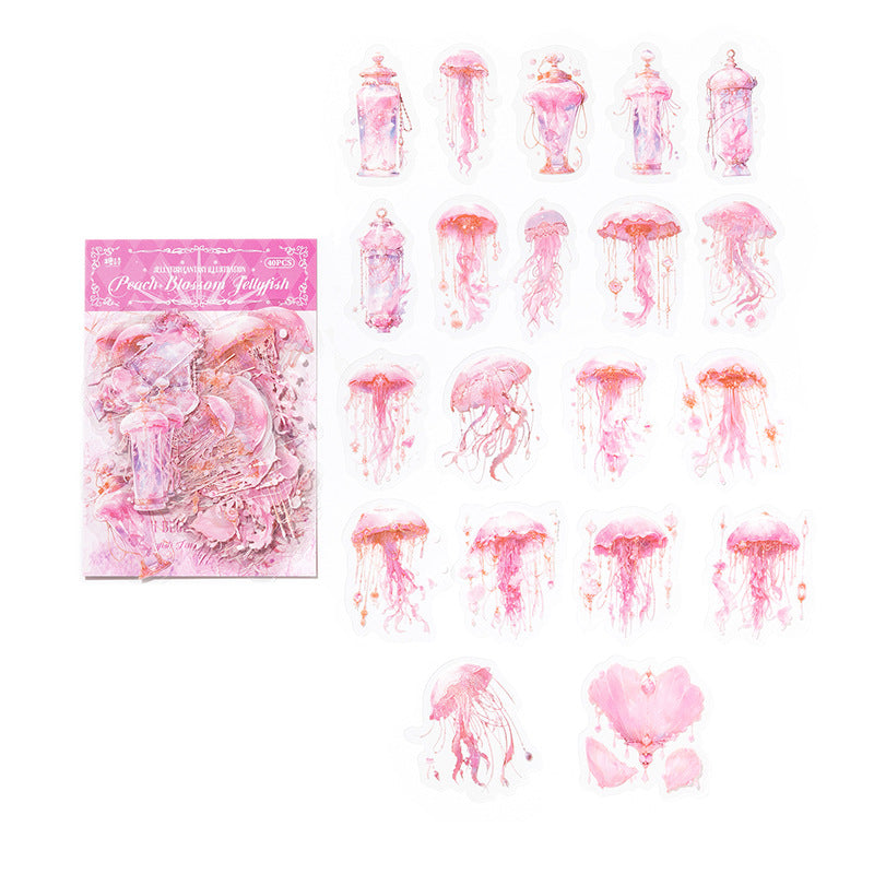 Jellyfish Fantasy Stickers - Pink - 40 Pcs
