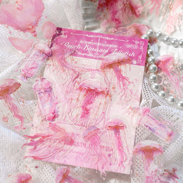 Jellyfish Fantasy Stickers - Pink - 40 Pcs