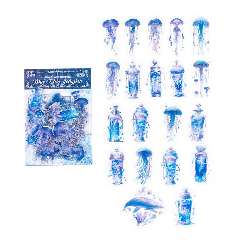 Jellyfish Fantasy Stickers - Sea Blue - 40 Pcs