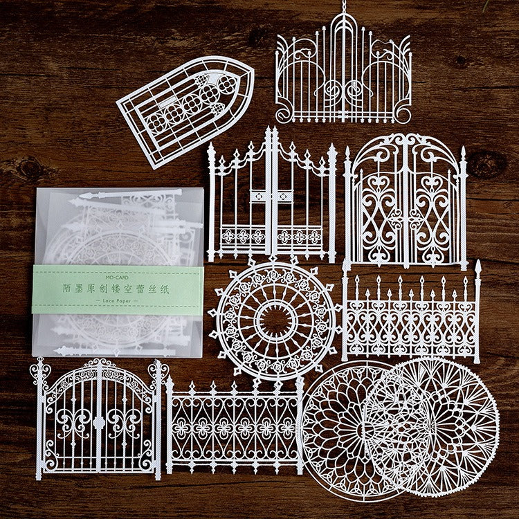 Garden Gate Lace Cut-out Scrapbook Paper - 10 Sheets