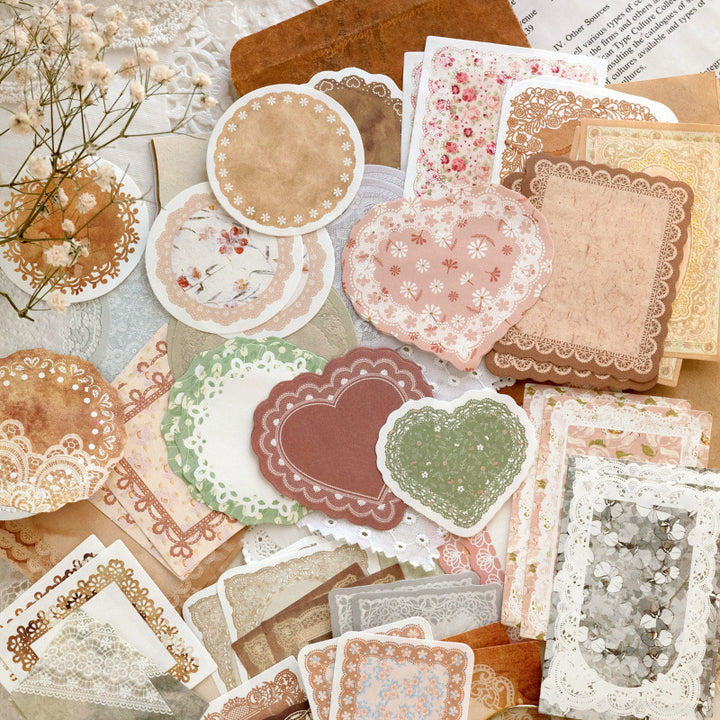 Lace Trim Tags Scrapbook Paper - 100 Pcs